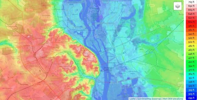 キエフの標高マップ