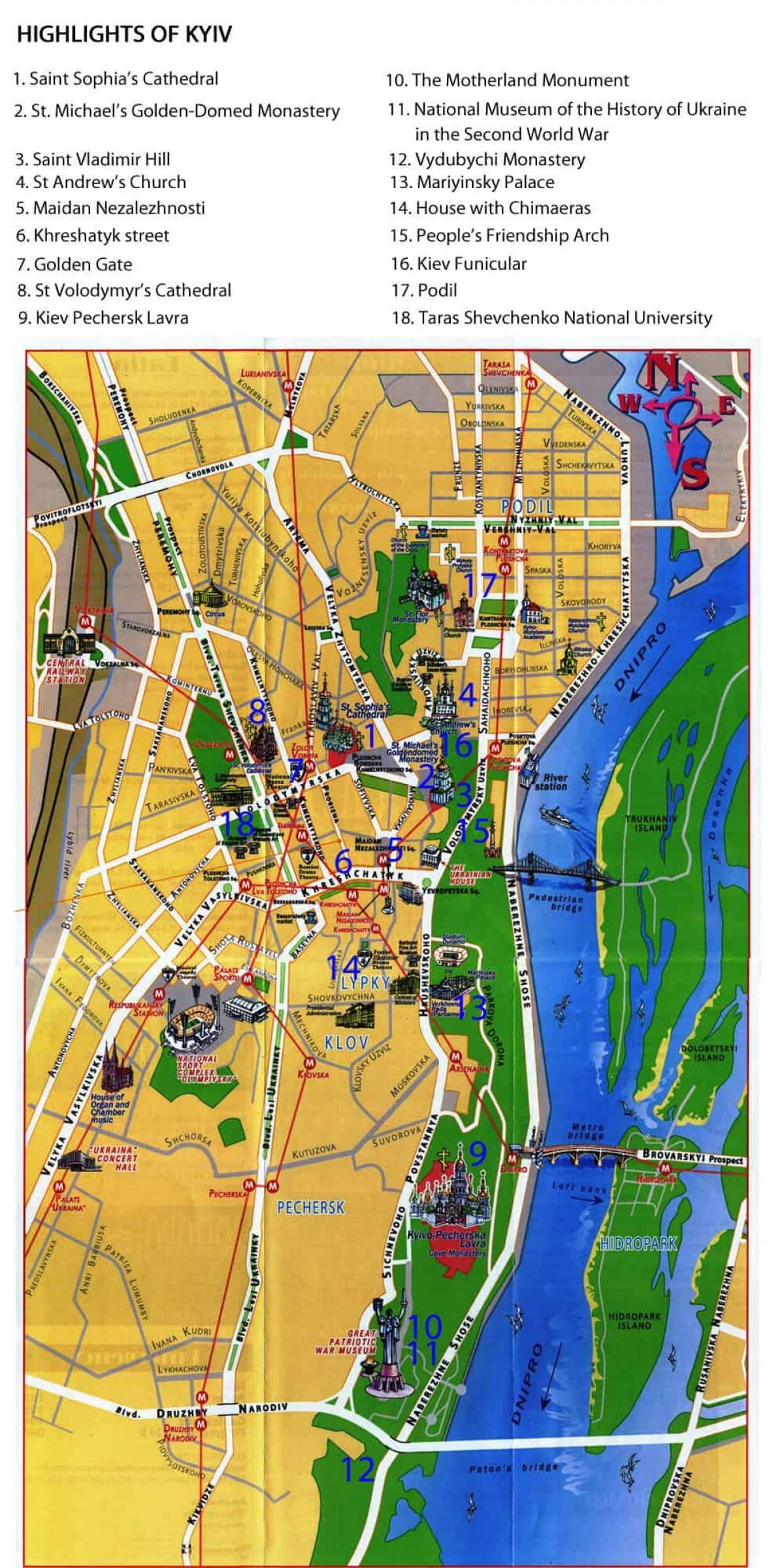 キエフの観光マップ
